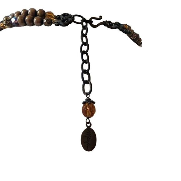 Maya Genuine Copper Pearl, Tiger's Eye Chip, & Crystal Multilayer Necklace - Picture 4 of 5
